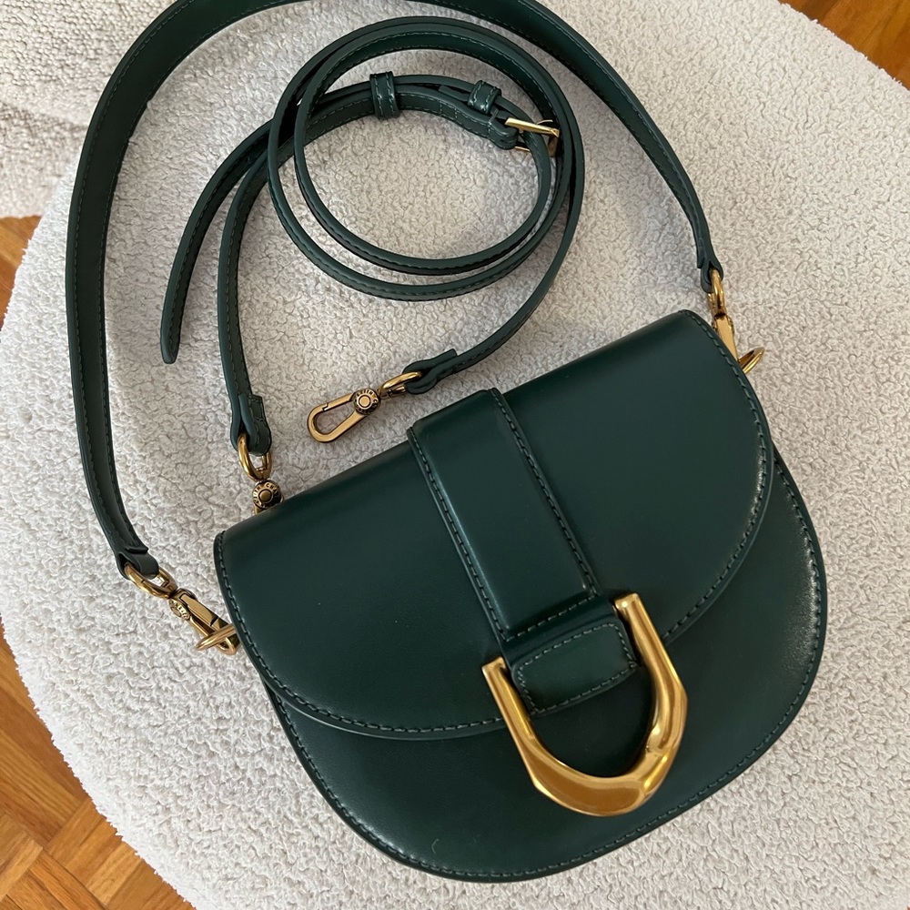 Charles & Keith Mini Gabine Saddle Bag dark green